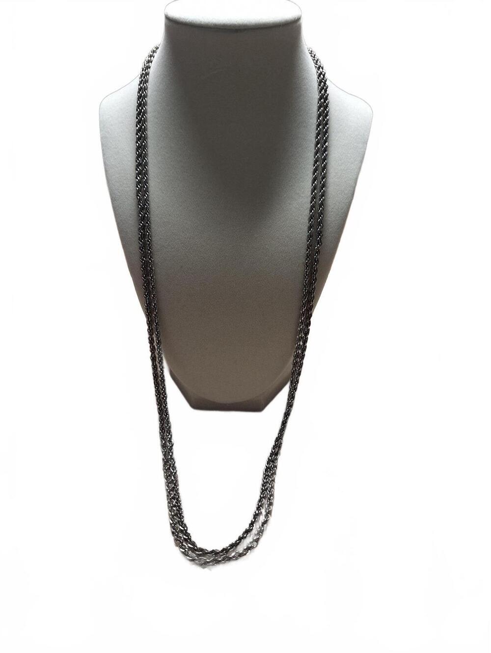 Vintage Napier rope necklace oxidized silver tone 60 inches 59 grams